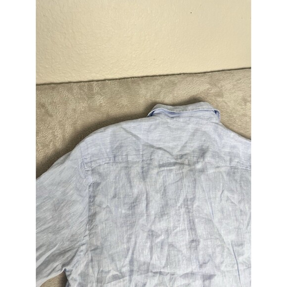 John Henric Sweden Mens Button Down Shirt Size XL Blue 100% Linen Casual NWT - Picture 11 of 11